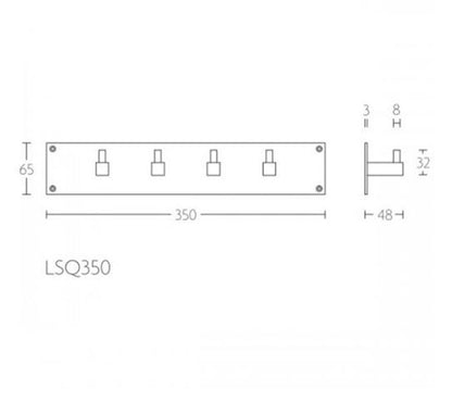 Linox Square LSQ350 wandkapstok RVS