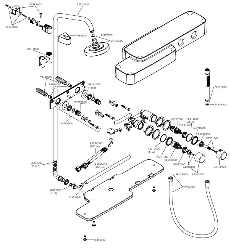 Hansgrohe Axor Bouroullec Showerpipe opbouw doucheset + planchet wit en chroom 