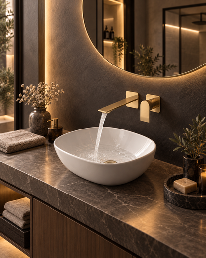 Treemme Ran design 2-gats inbouw wandmengkraan, geborsteld goud