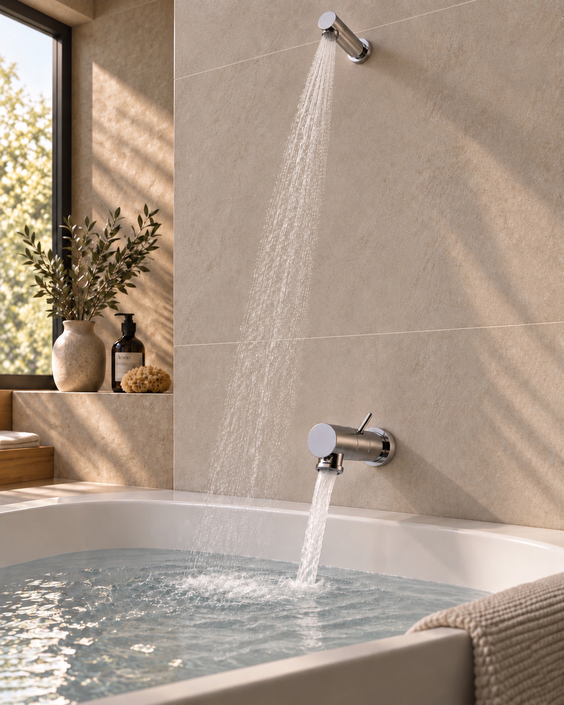 Supergrif D38 Exclusieve design inbouw bad en douche met vaste hoofddouche in chroom