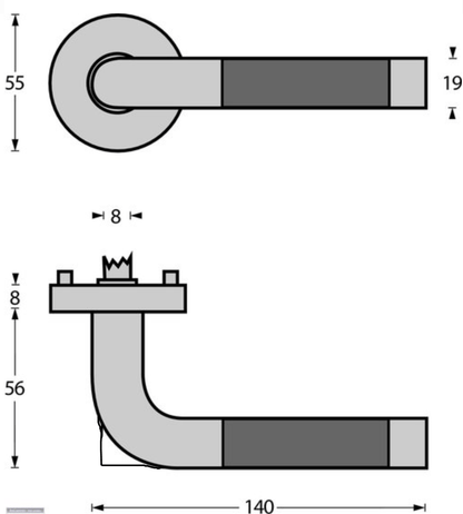 Intersteel deurkrukken hoek 90° rubbergrip geborsteld RVS