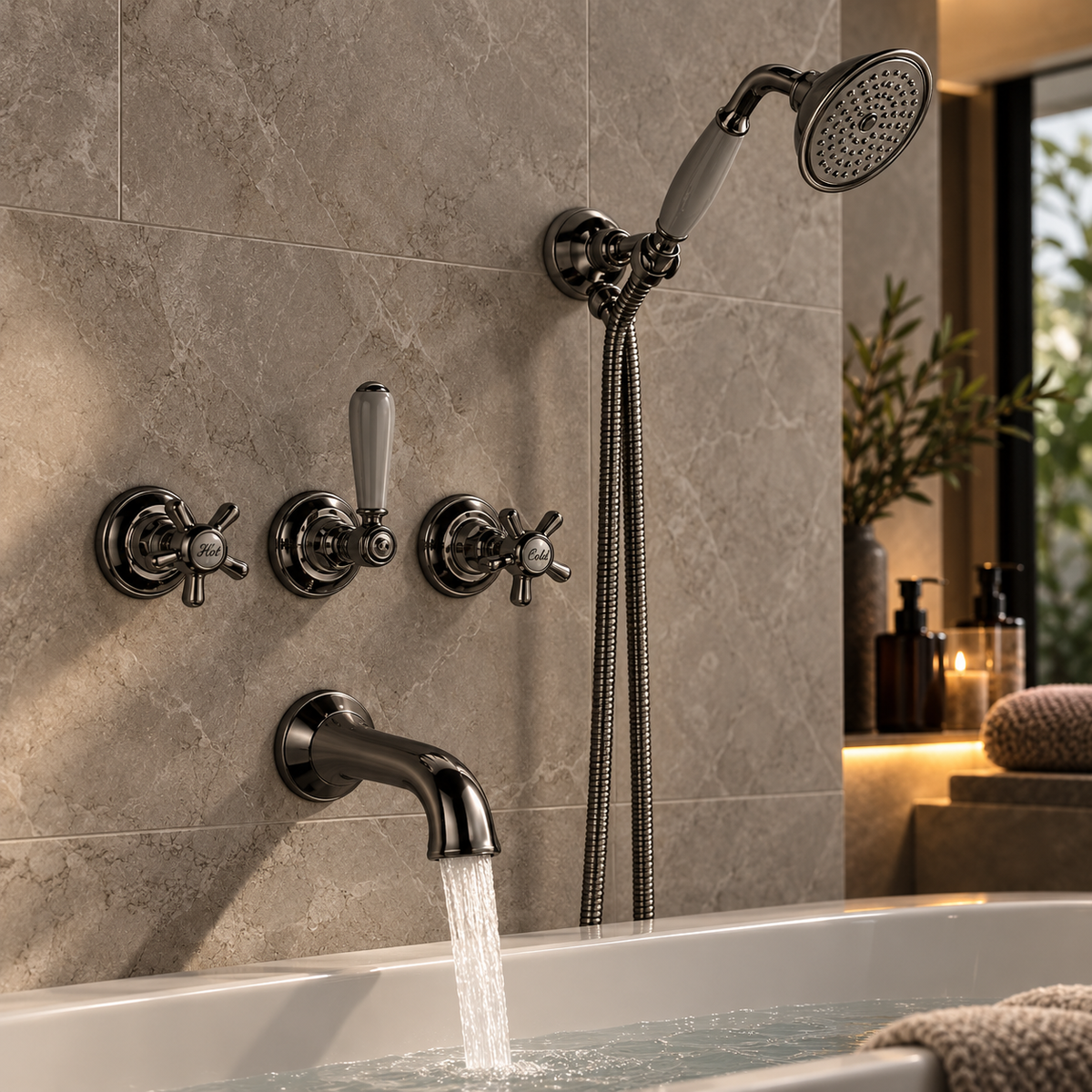 Nicolazzi Classica 70” half dome inbouw badmengkraan gun metal