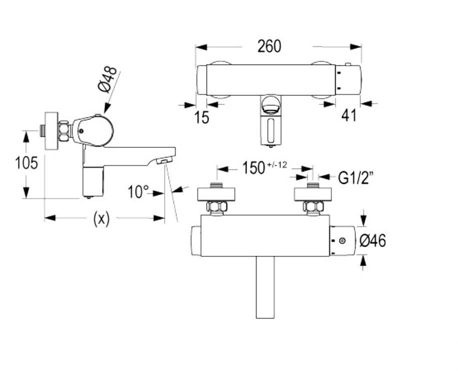 De Melker Sirius wandthermostaat met uitloop batterij voeding 6V, chroom