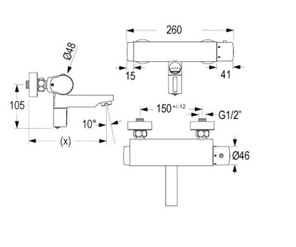 De Melker Sirius wandthermostaat met uitloop batterij voeding 6V, chroom