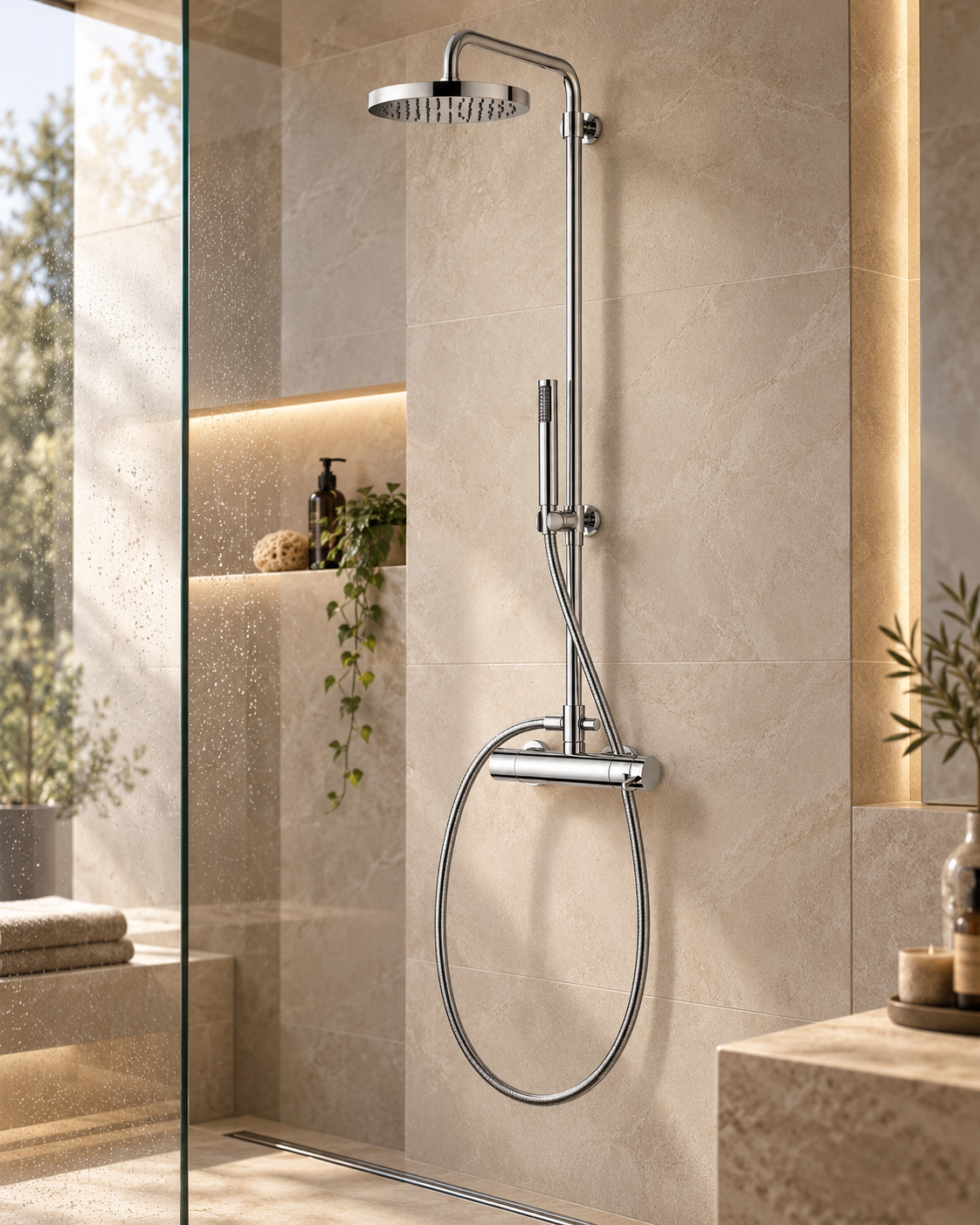 Waterevolution Flow douchecombinatie met thermostaat en regendouche chroom