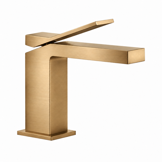Gessi Rettangolo K 1-greeps wastafelmengkraan, warm brons geborsteld PVD