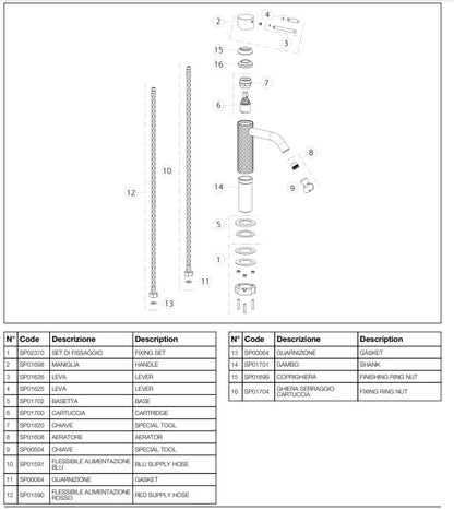 Gessi Intreccio wastafelkraan zwart metaal geborsteld PVD