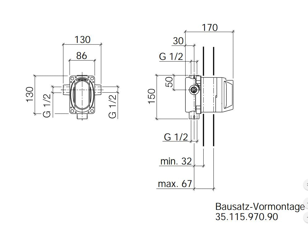 Dornbracht xStream basisgarnituur voor inbouw bad/douchekraan 3511597090
