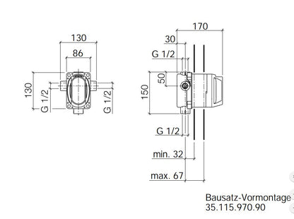 Dornbracht xStream basisgarnituur voor inbouw bad/douchekraan 3511597090