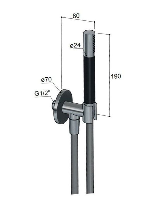 Hotbath Cobber M440BK handdouche set met watertoevoer glanzend zwart chroom