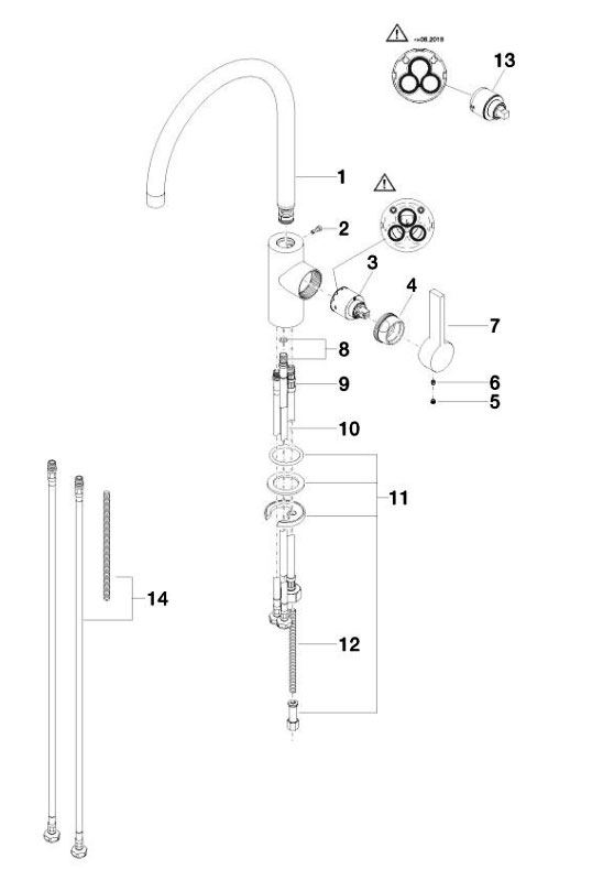 Dornbracht Tara Ultra lagedruk keukenkraan voor spoel/Profi douche, chroom