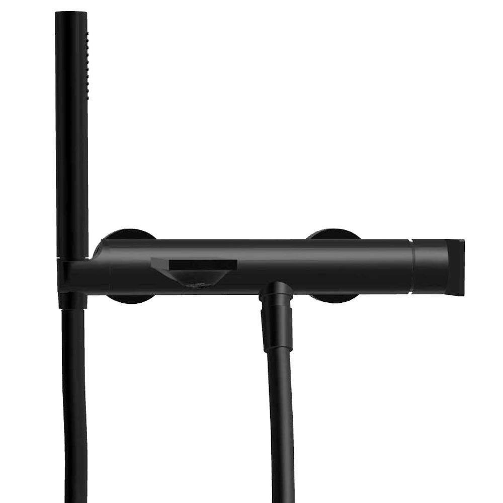 Treemme Ran 1-greeps opbouw design badmengkraan met omstel en douchegarnituur, mat zwart