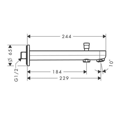 Hansgrohe Metris S baduitloop met omstelling 228 mm chroom