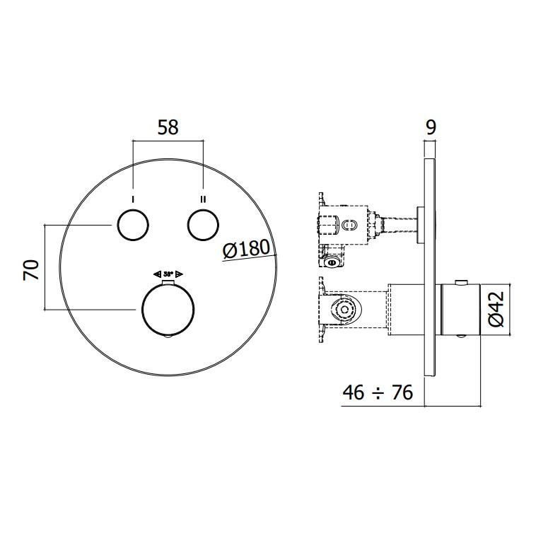 Paffoni Compact thermostatische inbouwkraan met omstel chroom