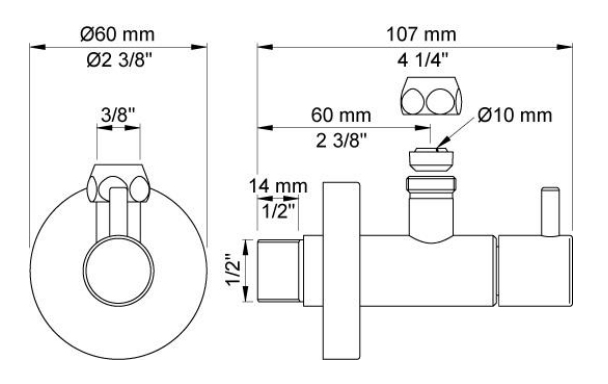 Vola S10-27 hoekstopkraan 1/2" x 3/8" mat zwart