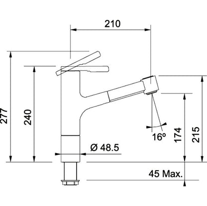 Franke Frames FS TL SP keukenmengkraan met uitrekbare handdouche RVS