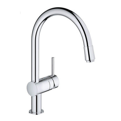 GROHE Minta keukenkraan C-uitloop met uittrekbare mousseur chroom 