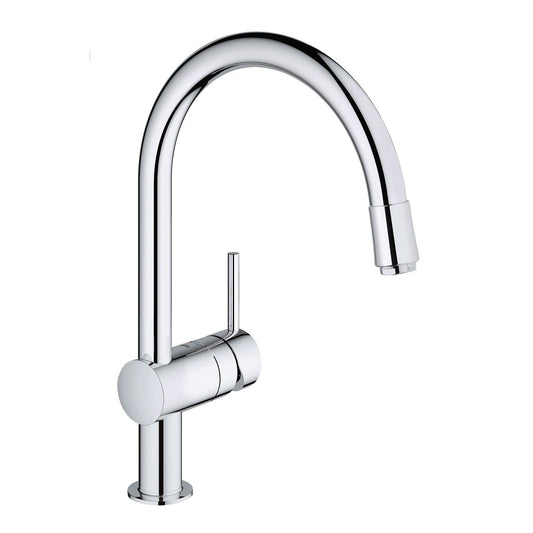 GROHE Minta keukenkraan C-uitloop met uittrekbare mousseur chroom 