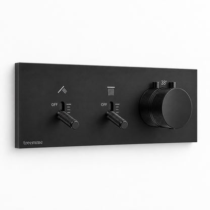 Treemme Watt design inbouw douchekraan thermostatisch met omstel Mat Zwart