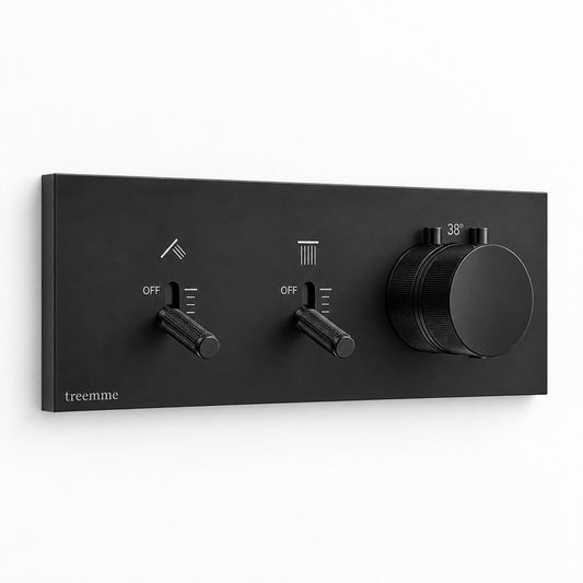 Treemme Watt design inbouw douchekraan thermostatisch met omstel Mat Zwart