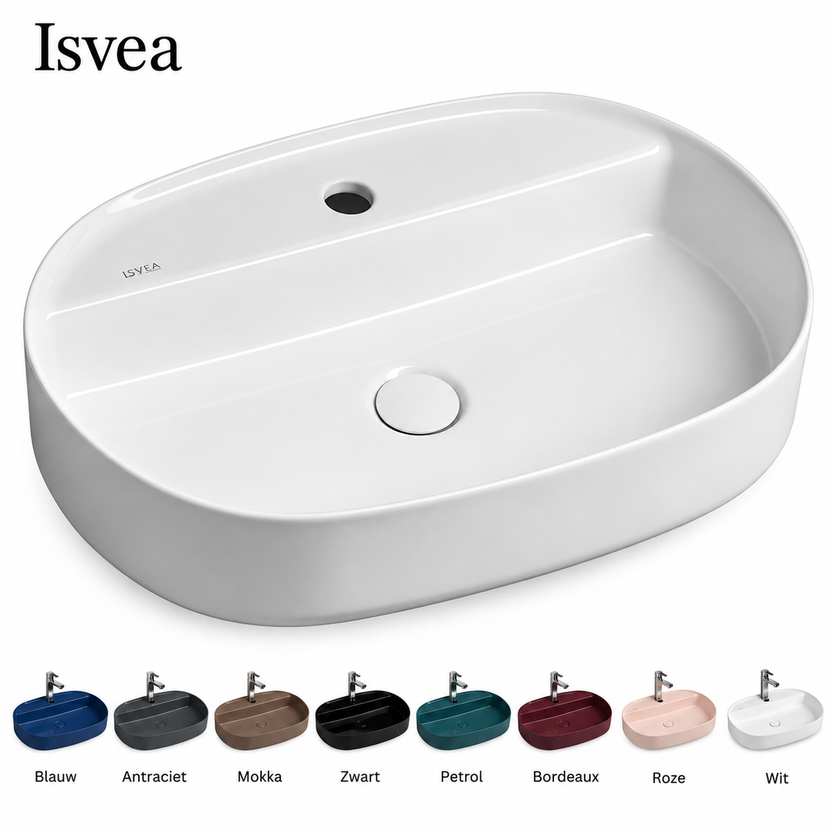 ISVEA Infinity Ovaal wastafel of wasbak 60 cm met overloop