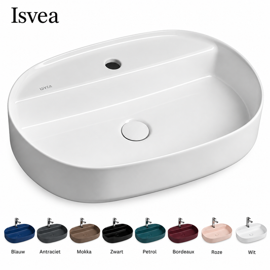 ISVEA Infinity Ovaal wastafel of wasbak 60 cm met overloop
