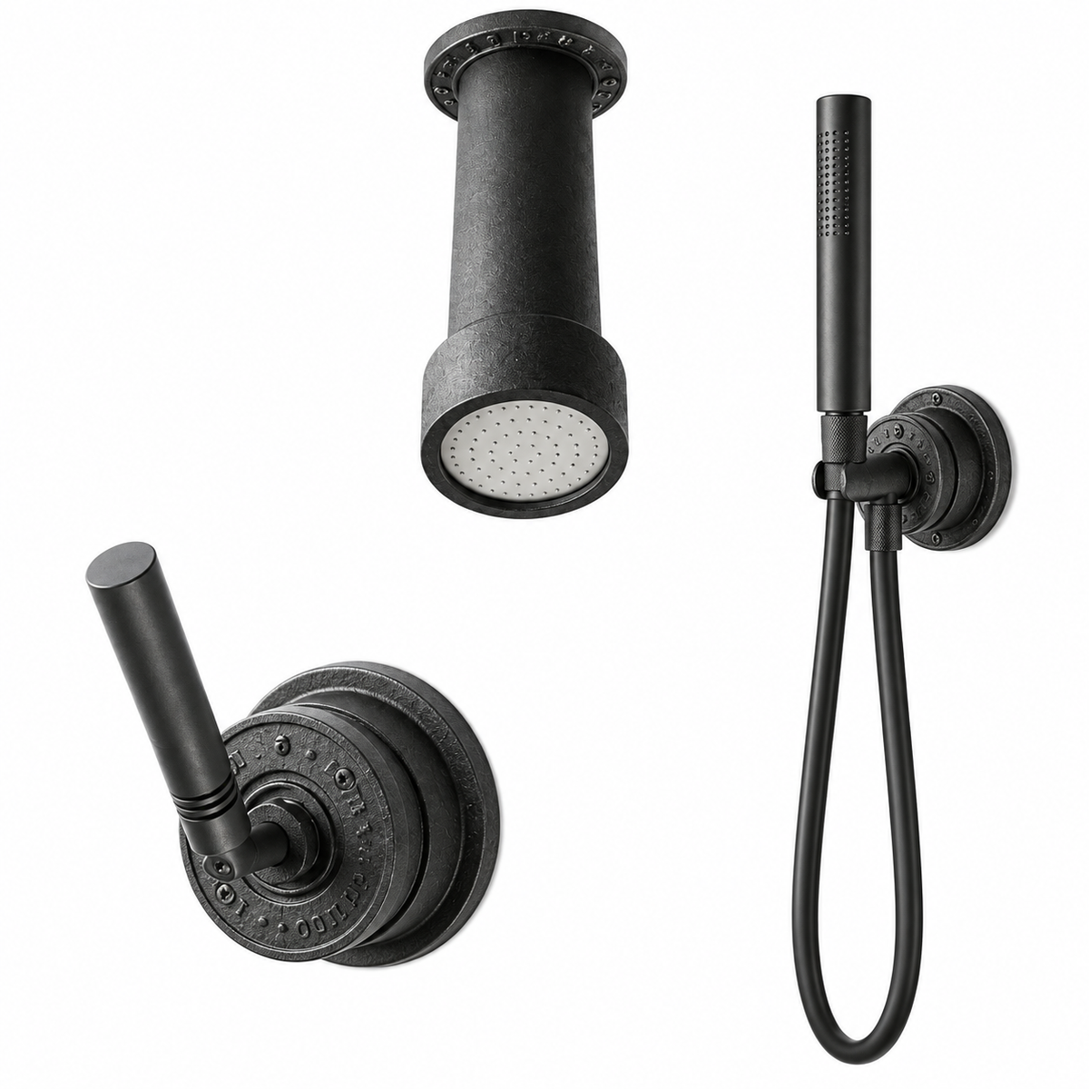 JEE-O Soho regendouche set 2-weg (hammercoat mat zwart)