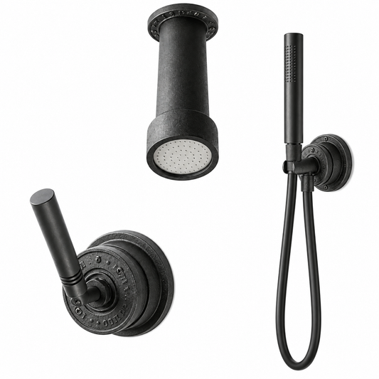 JEE-O Soho regendouche set 2-weg (hammercoat mat zwart)