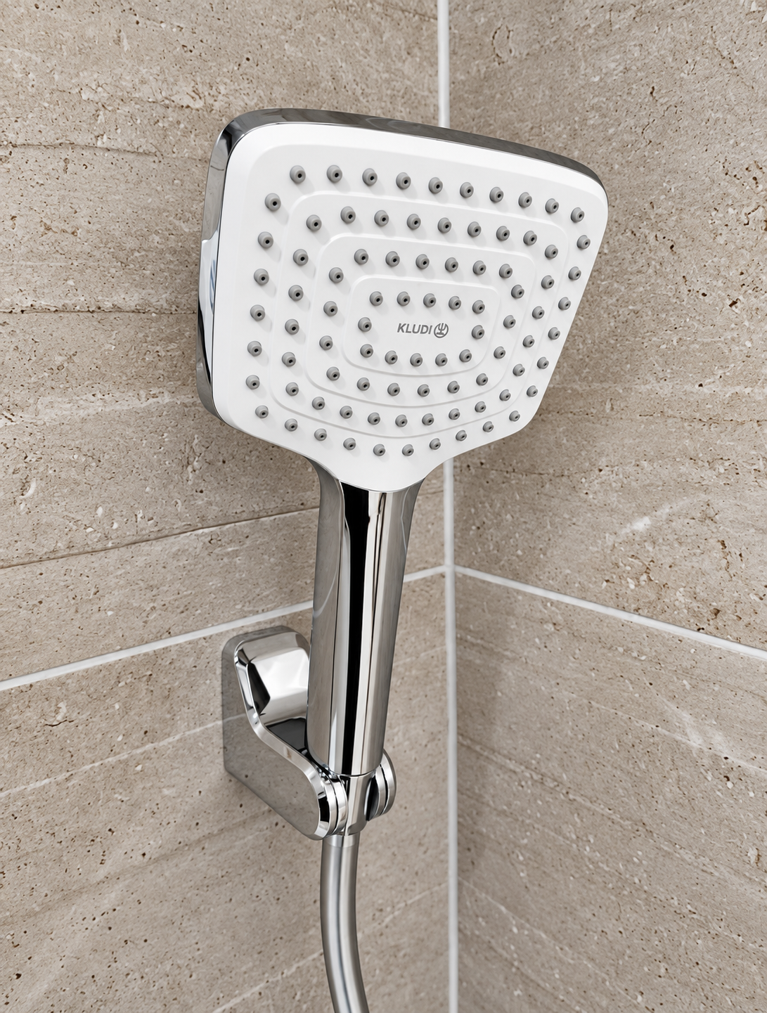Kludi Cockpit Discovery doucheset met thermostaat en planchet, 400x260 mm, wit/chroom
