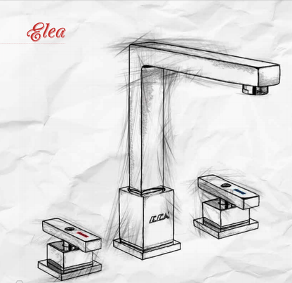 E.C.A ELEA vierkant design 3 gats wastafelmengkraan chroom