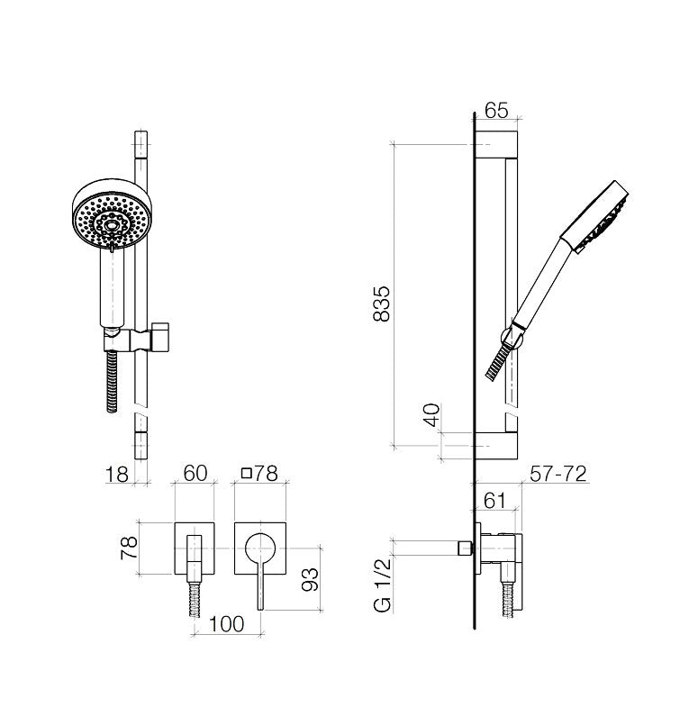 Dornbracht IMO afdekset voor douchekraan met garnituur chroom