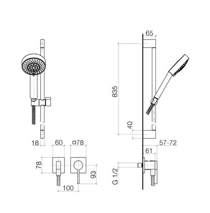 Dornbracht IMO afdekset voor douchekraan met garnituur chroom