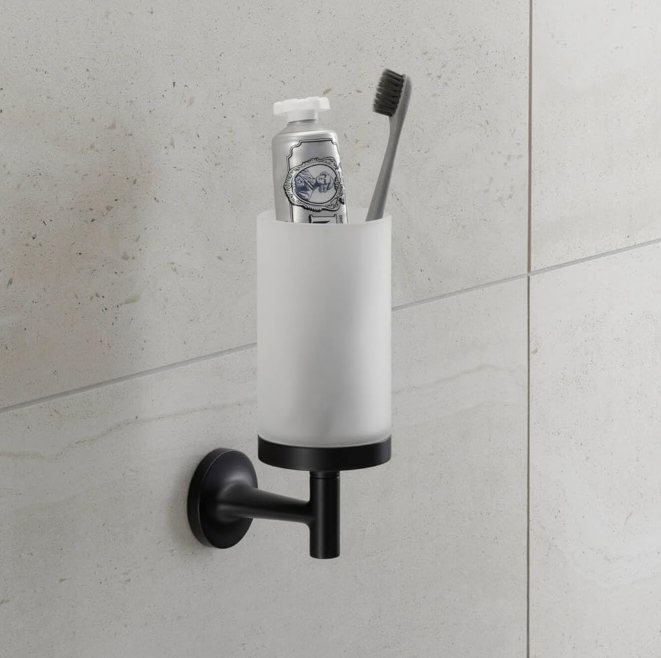 Duravit Starck T Zeepdispenser en Tandenborstelhouder set matglas wandmontage, mat zwart