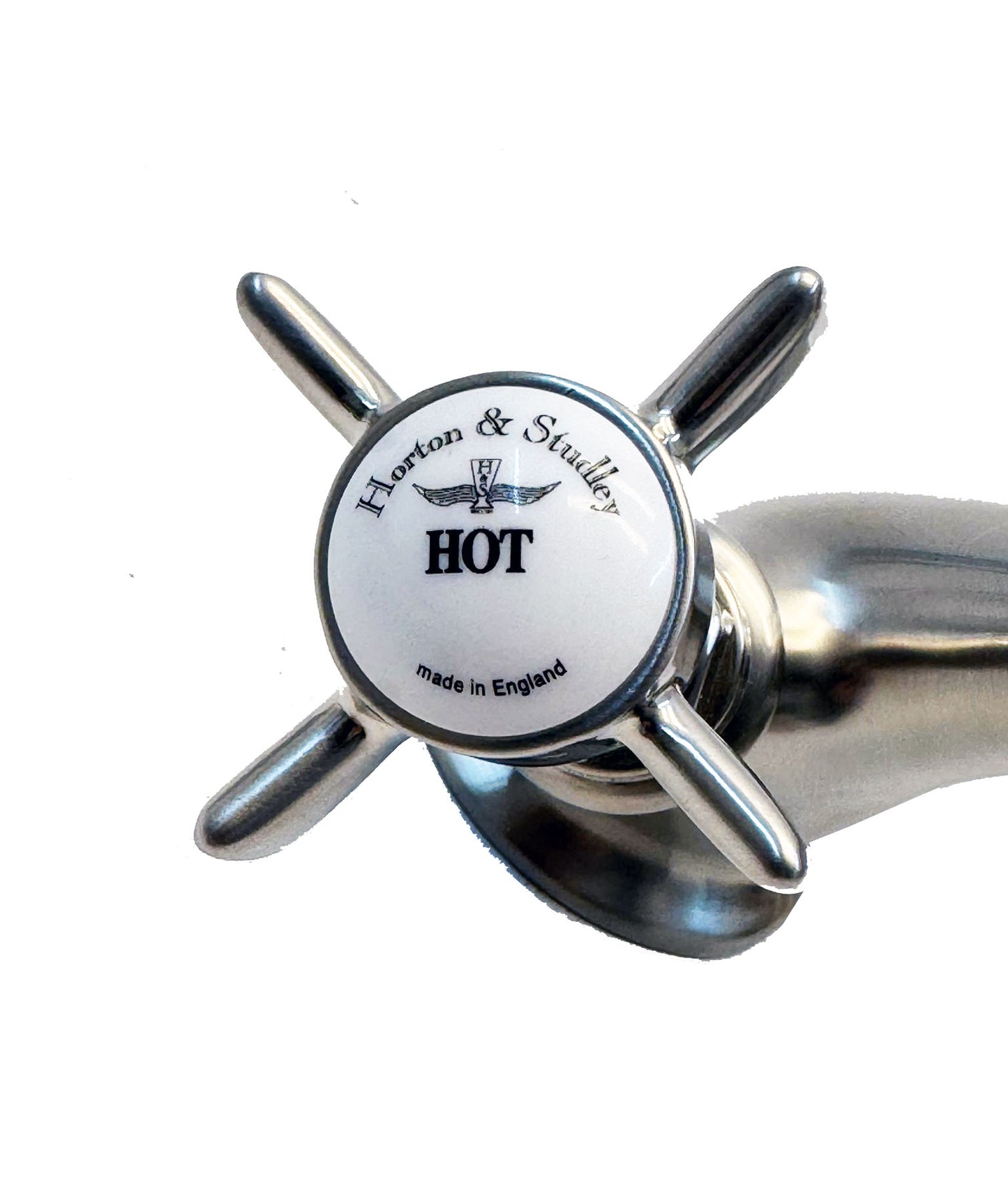 Horton & Studley 1-gats wastafelkraan met kruisgrepen en waste inrichting, mat nikkel