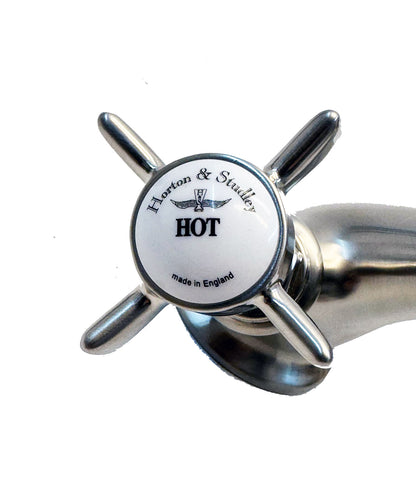 Horton & Studley 1-gats wastafelkraan met kruisgrepen en waste inrichting, mat nikkel