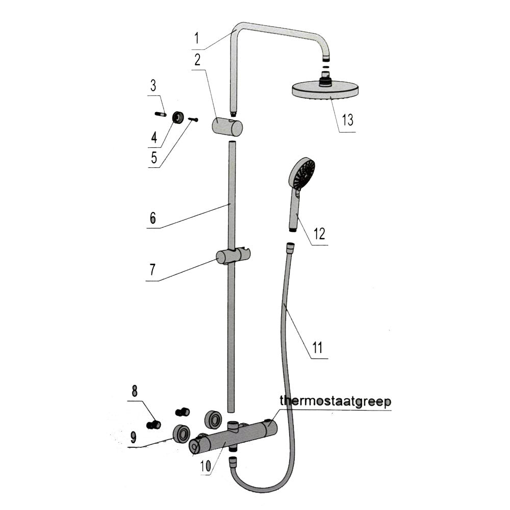 Bad in Beeld Douchekraan serie 1100 regendouche systeem, chroom