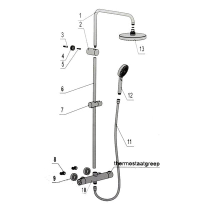 Bad in Beeld Douchekraan serie 1100 regendouche systeem, chroom