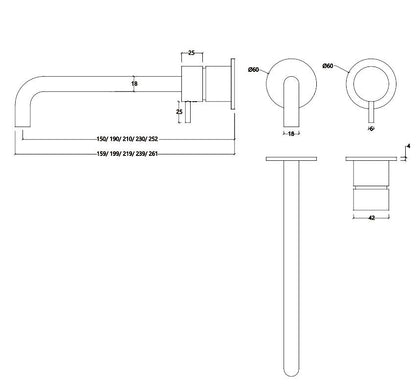 Waterevolution Flow 2-gats wand wastafelmengkraan met 252 mm uitloop chroom