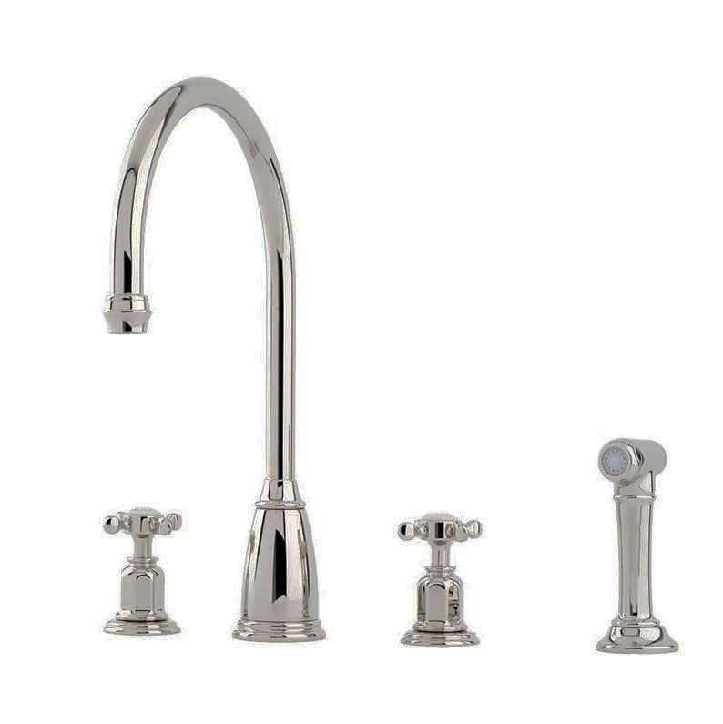 Perrin & Rowe Athenian klassieke 4-gats keukenkraan met handdouche, chroom