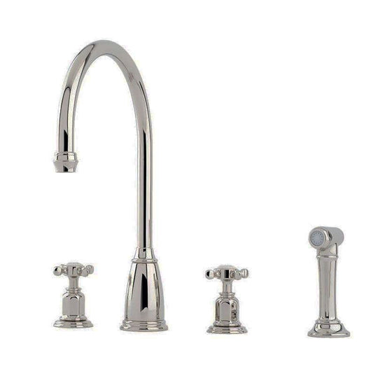 Perrin & Rowe Athenian klassieke 4-gats keukenkraan met handdouche, chroom