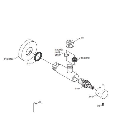 Vola S10-27 hoekstopkraan 1/2" x 3/8" mat zwart