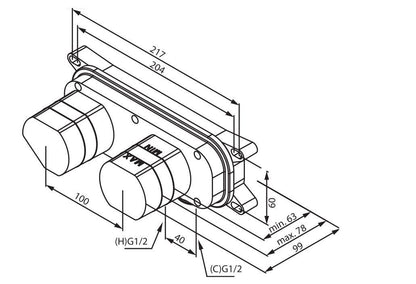 Damixa Silhouet 2-gats wand wastafelmengkraan uitloop 25 cm messing PVD