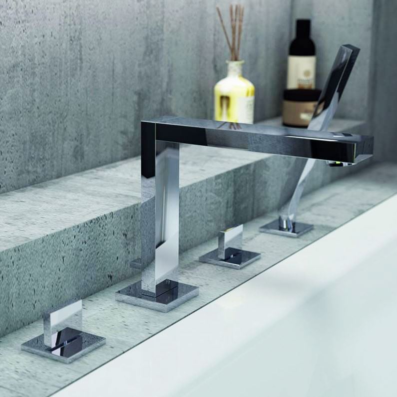 Steinberg vierkant design 4-gats badmengkraan Chroom 