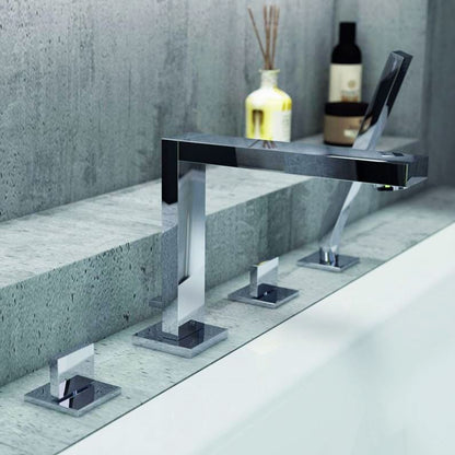 Steinberg vierkant design 4-gats badmengkraan Chroom 
