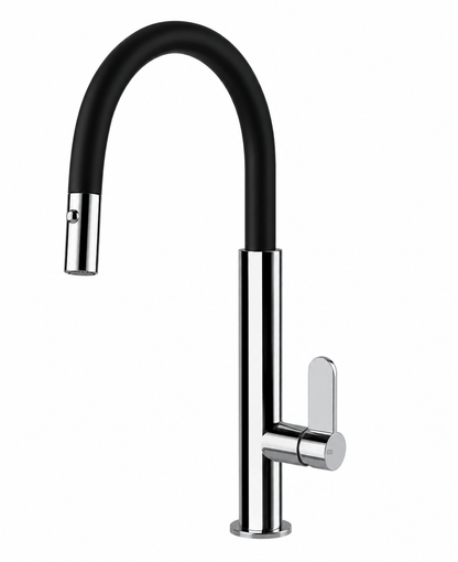 Gessi Helium keukenkraan met flexibele vaatdouche 1-hendel chroom/zwart