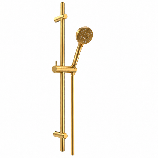 Xenz Pure design glijstangset met verstelbare handdouche en doucheslang Geborsteld Goud