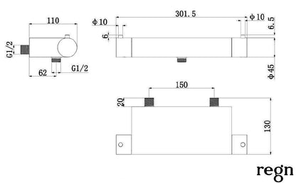 Regn thermostatische douchekraan met planchet en glijstang set mat zwart