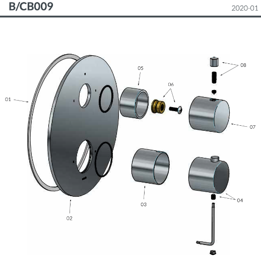 Hotbath Cobber inbouw 2-weg afbouwdeel, mat wit (2020)