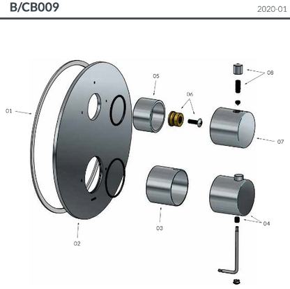 Hotbath Cobber inbouw 2-weg afbouwdeel, mat wit (2020)