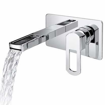 Xenz Ebro design inbouw wastafelkraan met waterval / cascada uitloop chroom